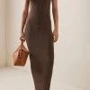Toteme Seamless Ribbed-Jersey Maxi Tank Dress -Lady Fashion Store toteme green seamless rib tank dress