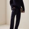 Toteme Pleated Wool-Blend Trousers -Lady Fashion Store toteme navy double pleated tailored trousers