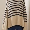 Toteme Signature Stripe Wool-Cotton Turtleneck Sweater -Lady Fashion Store toteme neutral signature stripe turtleneck