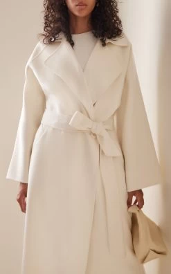 TOVE Pia Belted Wool Coat -Lady Fashion Store tove ivory pia coat 1