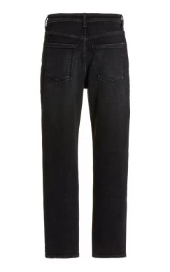 Sapphire Stretch High-Rise Slim-Fit Cropped Tapered-Leg Jeans -Lady Fashion Store tu es mon tresor black sapphire jean high rise tapered leg slim fit 2 2