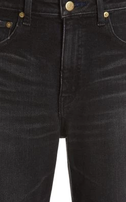 Sapphire Stretch High-Rise Slim-Fit Cropped Tapered-Leg Jeans -Lady Fashion Store tu es mon tresor black sapphire jean high rise tapered leg slim fit 2 3