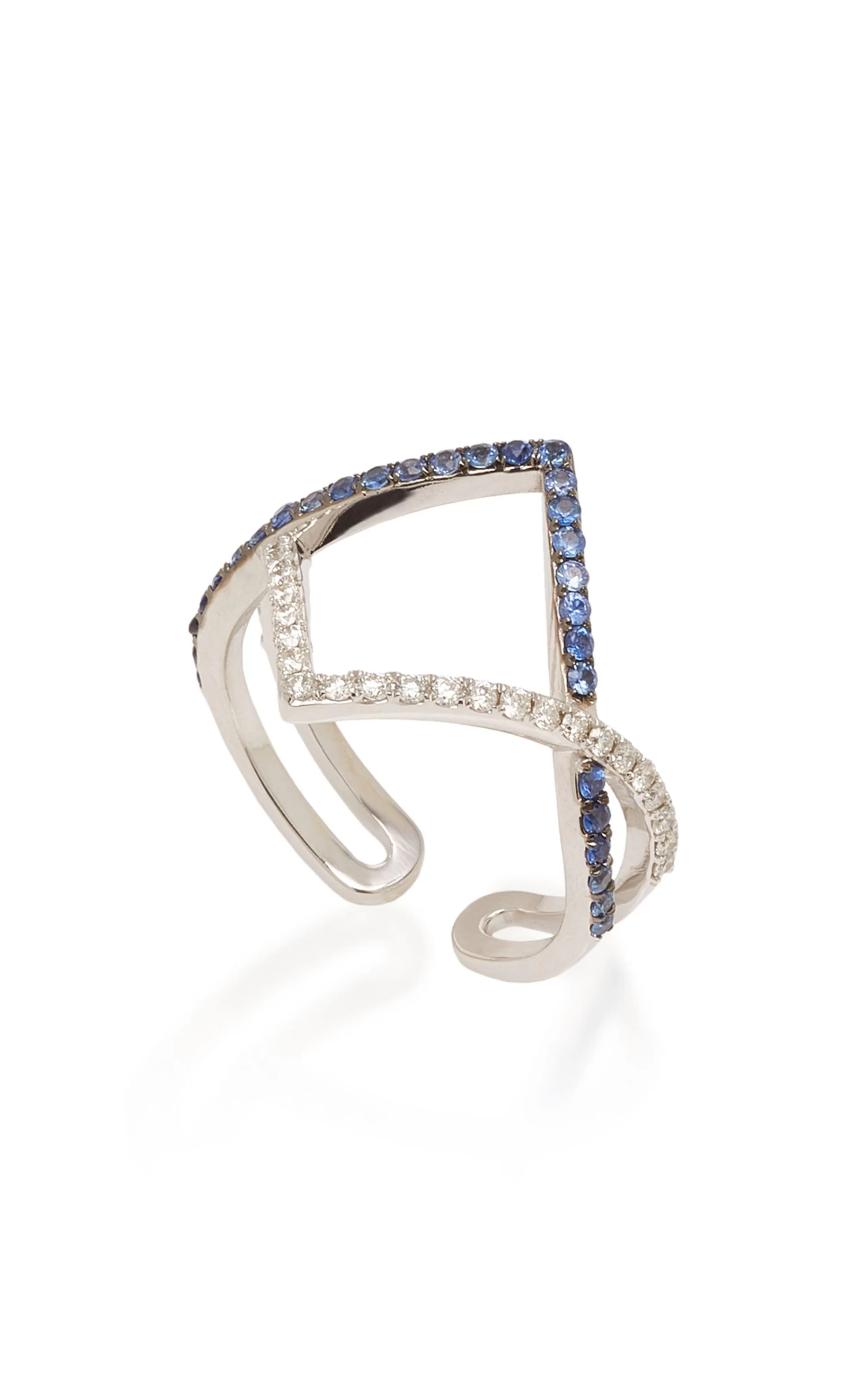 14K White Gold, Sapphire And Diamond Ring 4 14K White Gold, Sapphire And Diamond Ring - Image 2