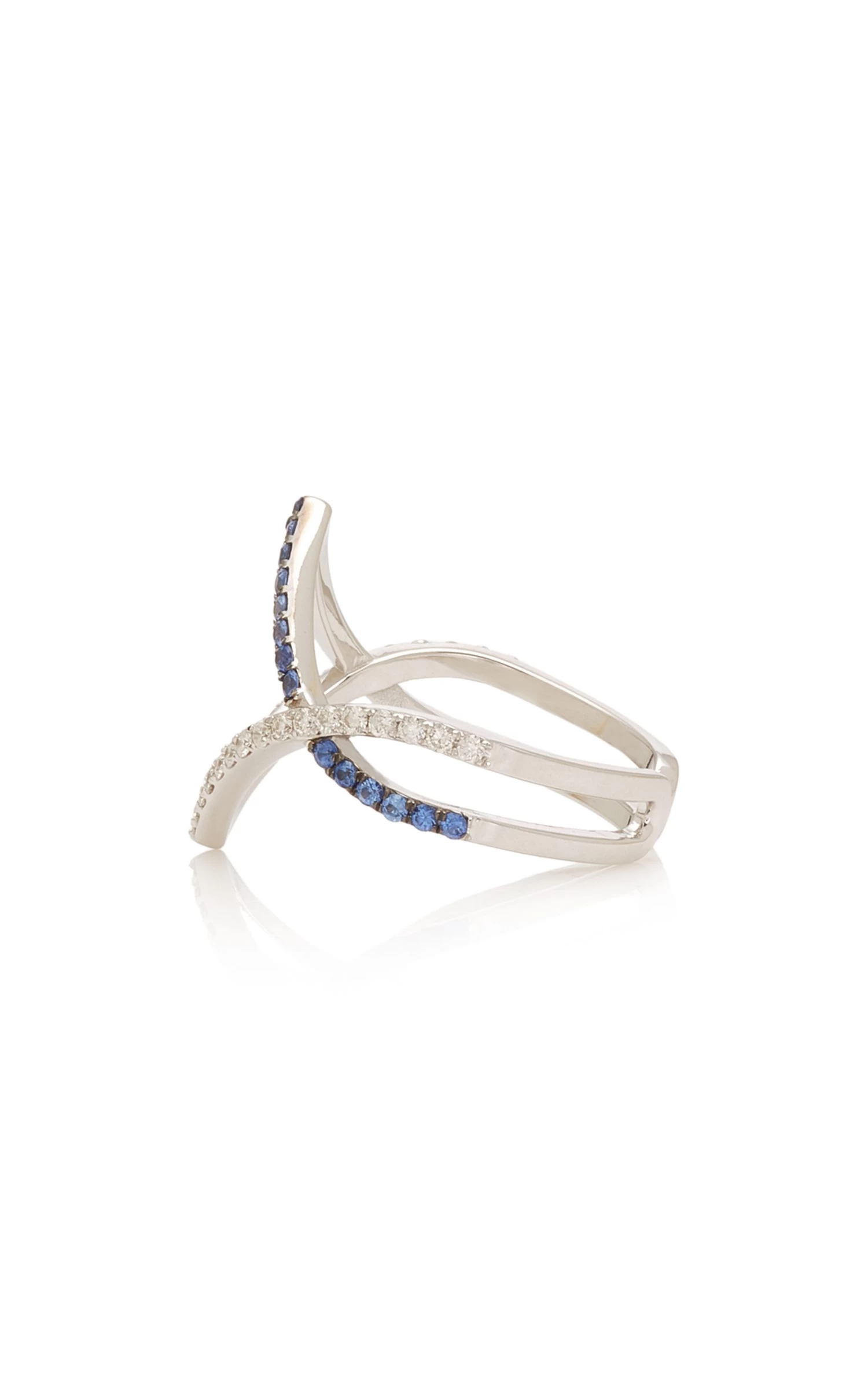 14K White Gold, Sapphire And Diamond Ring 5 14K White Gold, Sapphire And Diamond Ring - Image 3