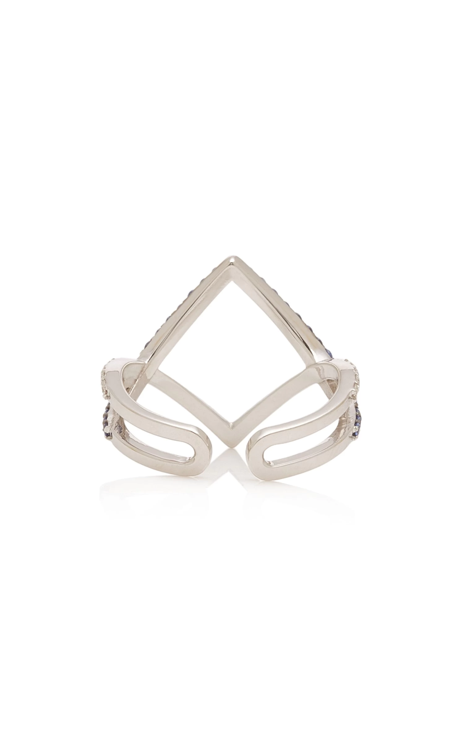 14K White Gold, Sapphire And Diamond Ring 6 14K White Gold, Sapphire And Diamond Ring - Image 4