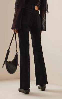 ULLA JOHNSON Lou High-Rise Flared-Leg Jeans -Lady Fashion Store ulla johnson black lou cotton denim jeans 2