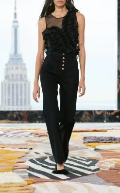 ULLA JOHNSON Lou High-Rise Flared-Leg Jeans -Lady Fashion Store ulla johnson black lou cotton denim jeans 3