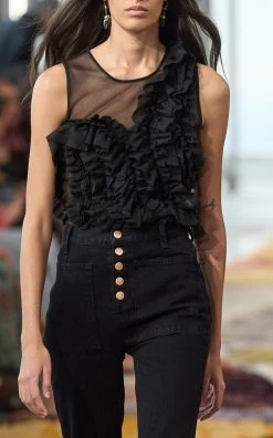 ULLA JOHNSON Lou High-Rise Flared-Leg Jeans -Lady Fashion Store ulla johnson black lou cotton denim jeans 4