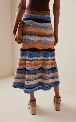 ULLA JOHNSON Hattie Cotton-Blend Midi Skirt -Lady Fashion Store ulla johnson multi hattie cotton blend midi skirt 2