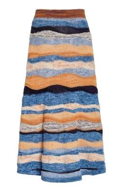 ULLA JOHNSON Hattie Cotton-Blend Midi Skirt -Lady Fashion Store ulla johnson multi hattie cotton blend midi skirt 4