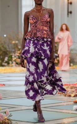 ULLA JOHNSON Winona Tiered Silk Maxi Skirt -Lady Fashion Store ulla johnson purple winona tiered silk maxi skirt 3