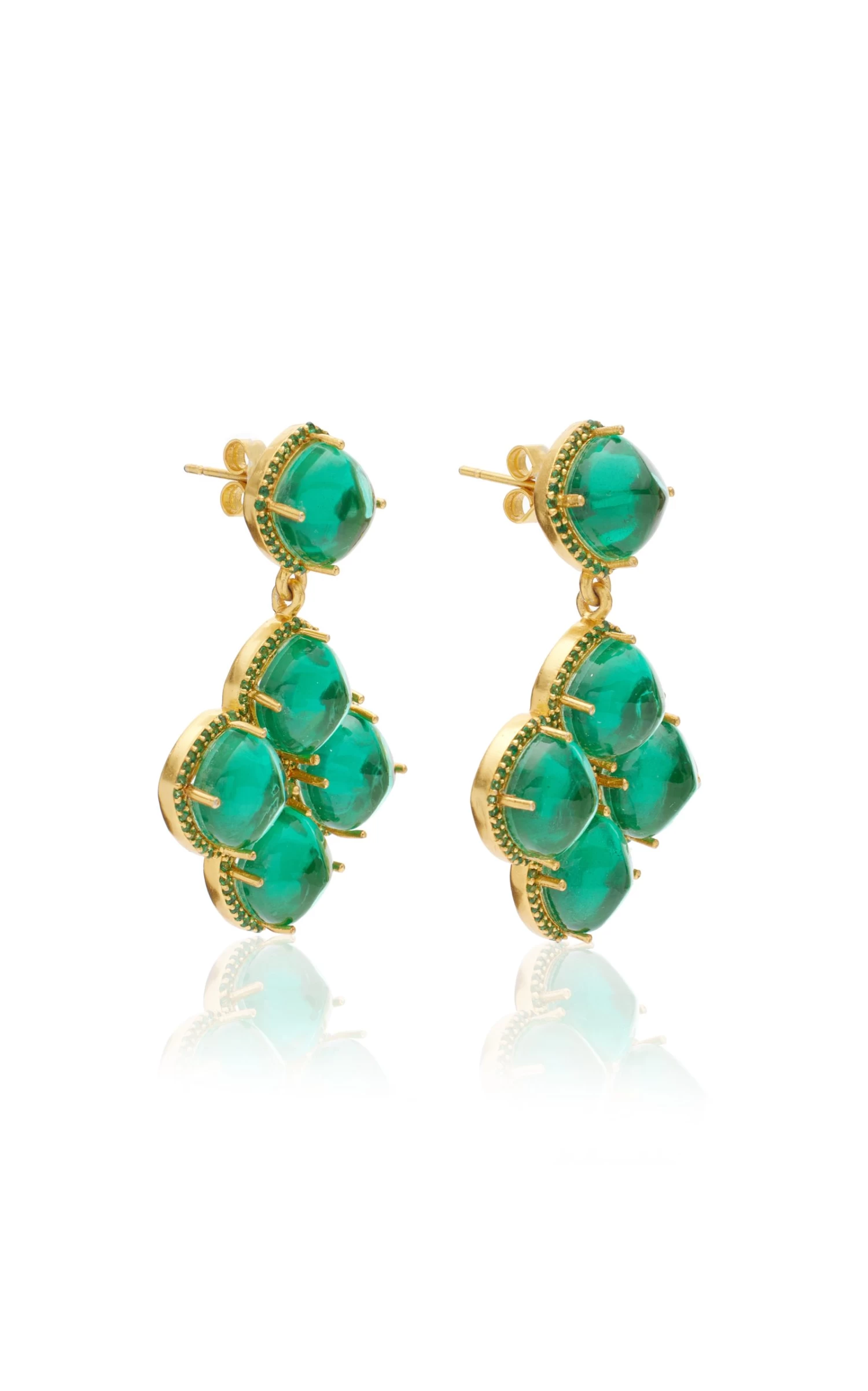 The Cecilia 24k Gold-Plated Emerald Quartz And Crystal Earrings 4 The Cecilia 24k Gold-Plated Emerald Quartz And Crystal Earrings - Image 2