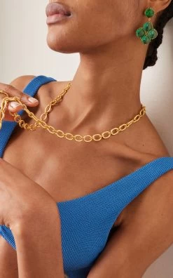 The Cecilia 24k Gold-Plated Emerald Quartz And Crystal Earrings