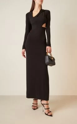 Versace Tessuto Asymmetric Jersey Maxi Dress