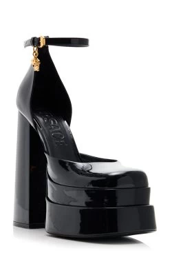 Versace Patent Leather Platform Pumps 11 Versace Patent Leather Platform Pumps -Lady Fashion Store versace black patent leather platform pumps 4