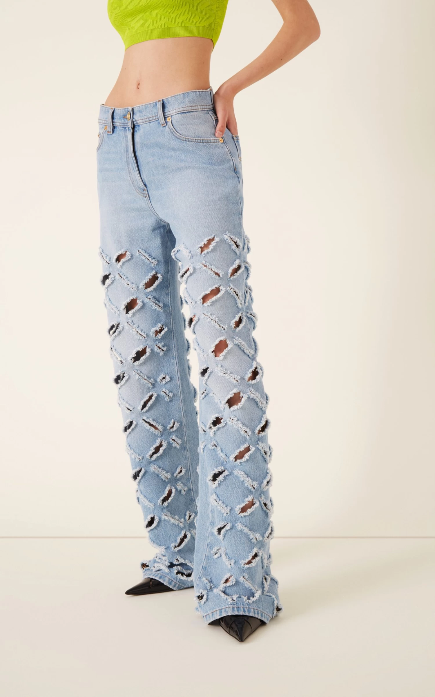 Versace Slash Cutout Wide-Leg Jeans 4 Versace Slash Cutout Wide-Leg Jeans - Image 2