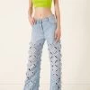 Versace Slash Cutout Wide-Leg Jeans 2 Versace Slash Cutout Wide-Leg Jeans -Lady Fashion Store versace blue jeans