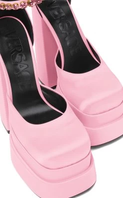 Versace Satin Platform Pumps -Lady Fashion Store versace pink 1002005dra67 3