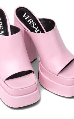 Versace Leather Platform Sandals -Lady Fashion Store versace pink 1003320dvt2p 3