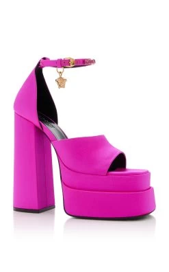 Versace Satin Platform Pumps -Lady Fashion Store versace pink 1007717dra67 2