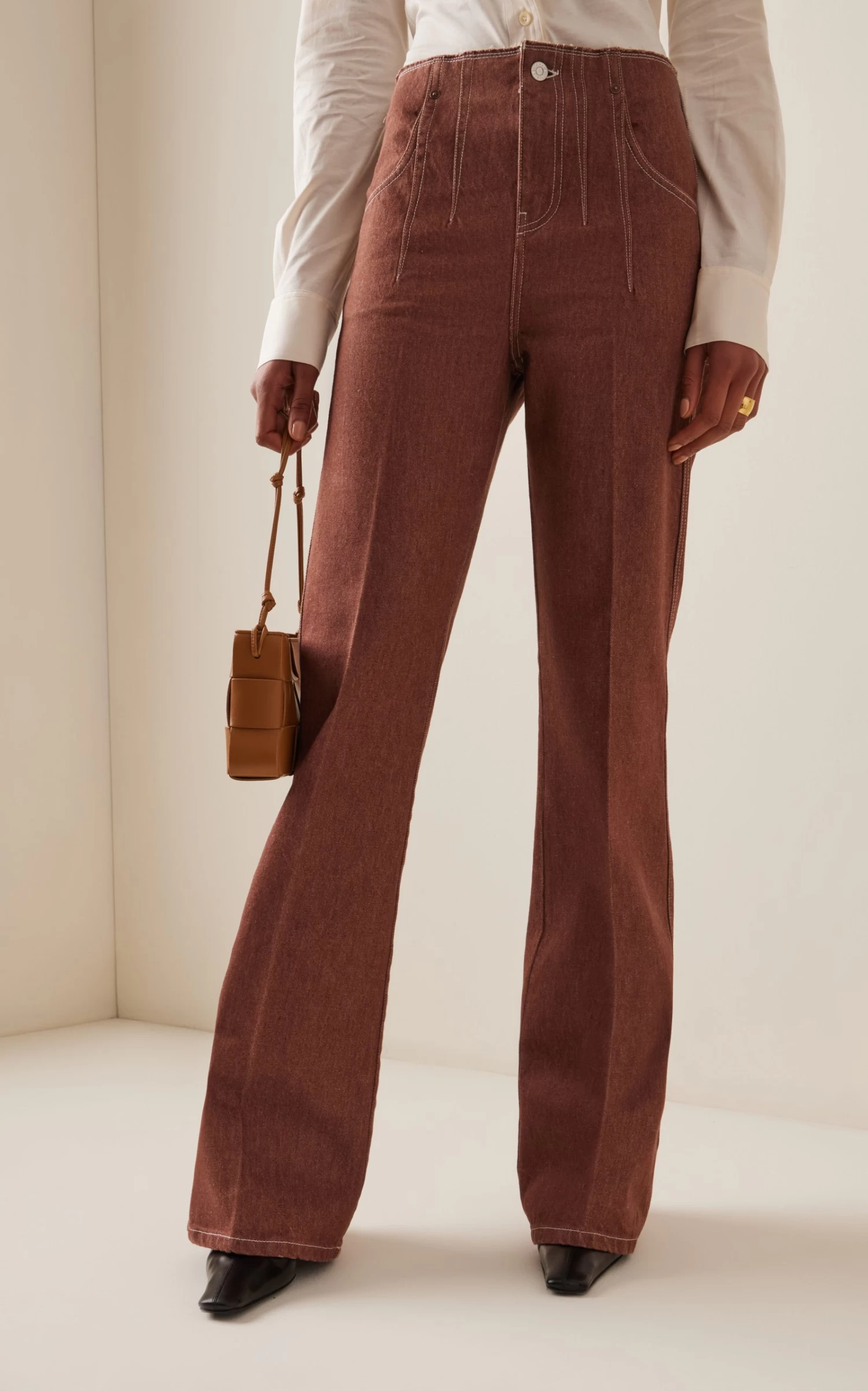 Victoria Beckham Cuffed Raw Hem Flare Jeans 4 Victoria Beckham Cuffed Raw Hem Flare Jeans - Image 2