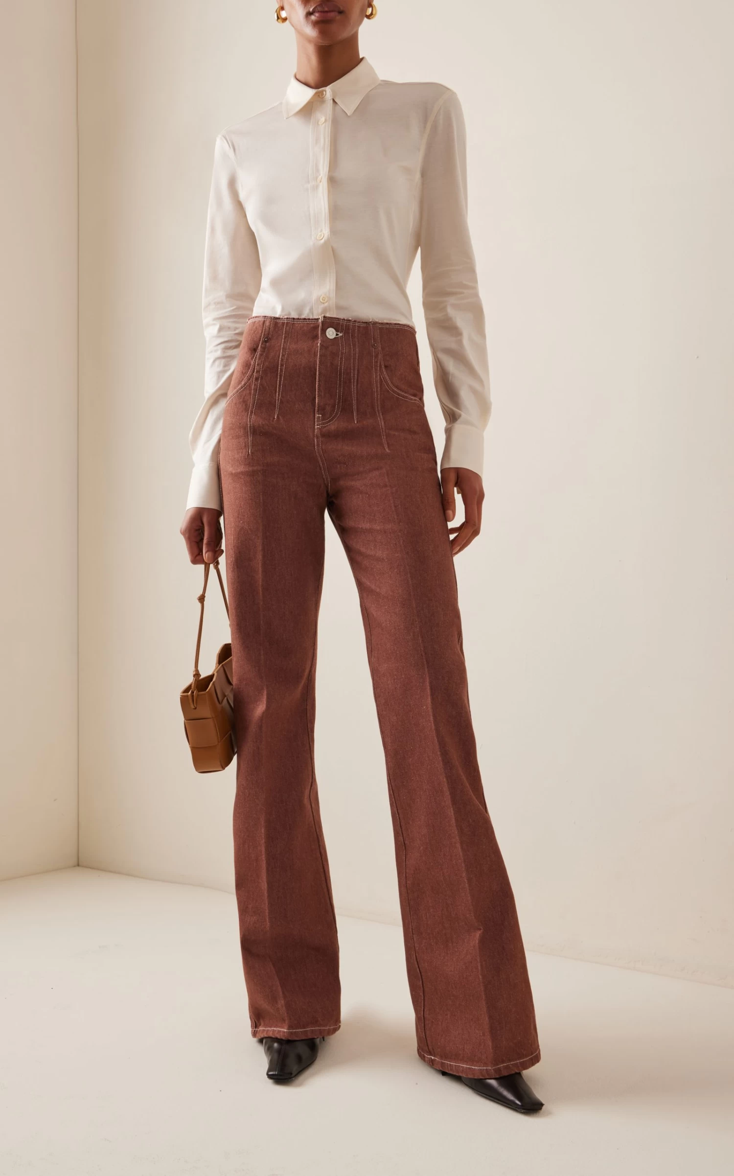 Victoria Beckham Cuffed Raw Hem Flare Jeans 3 Victoria Beckham Cuffed Raw Hem Flare Jeans