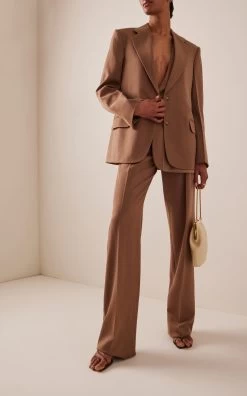 Lady Fashion Store -Lady Fashion Store victoria beckham brown layered blazer jacket 1