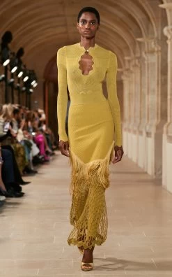 Victoria Beckham Fringed Crochet Knit Mini Skirt -Lady Fashion Store victoria beckham green skirt 3