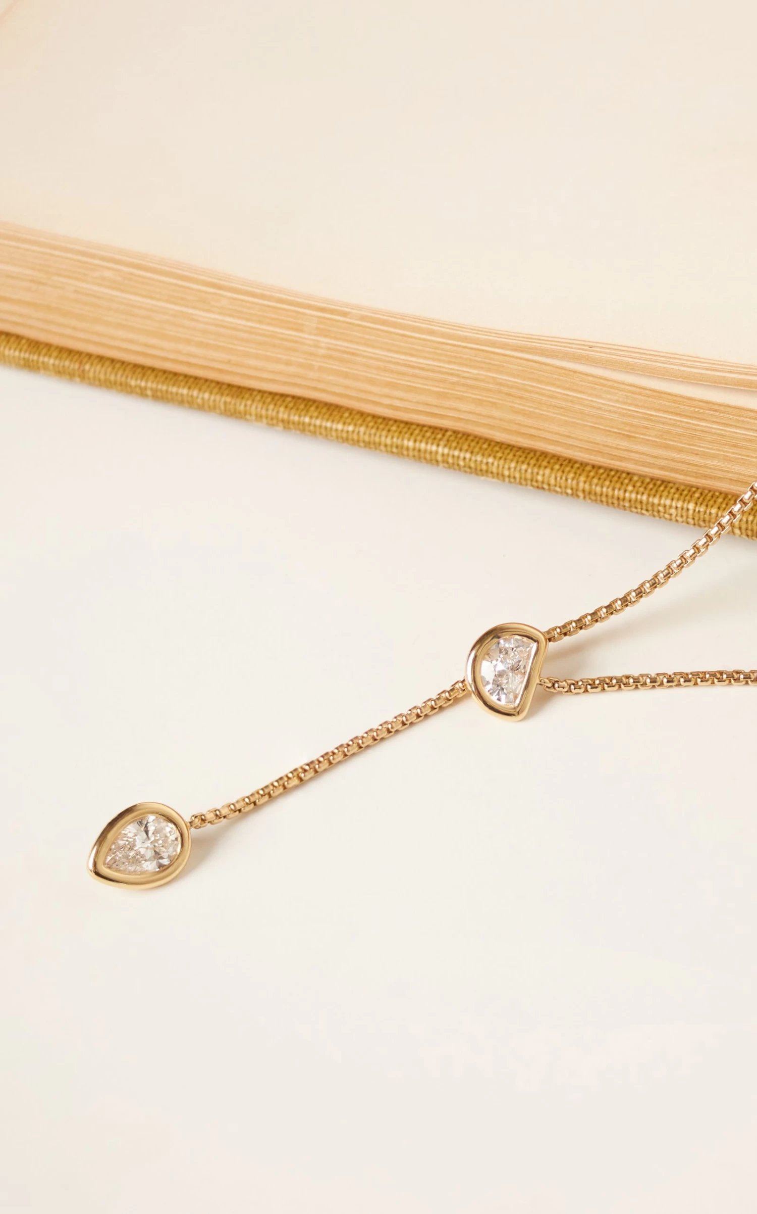 Toi Et Moi 14K Yellow Gold Diamond Lariat Necklace 4 Toi Et Moi 14K Yellow Gold Diamond Lariat Necklace - Image 2