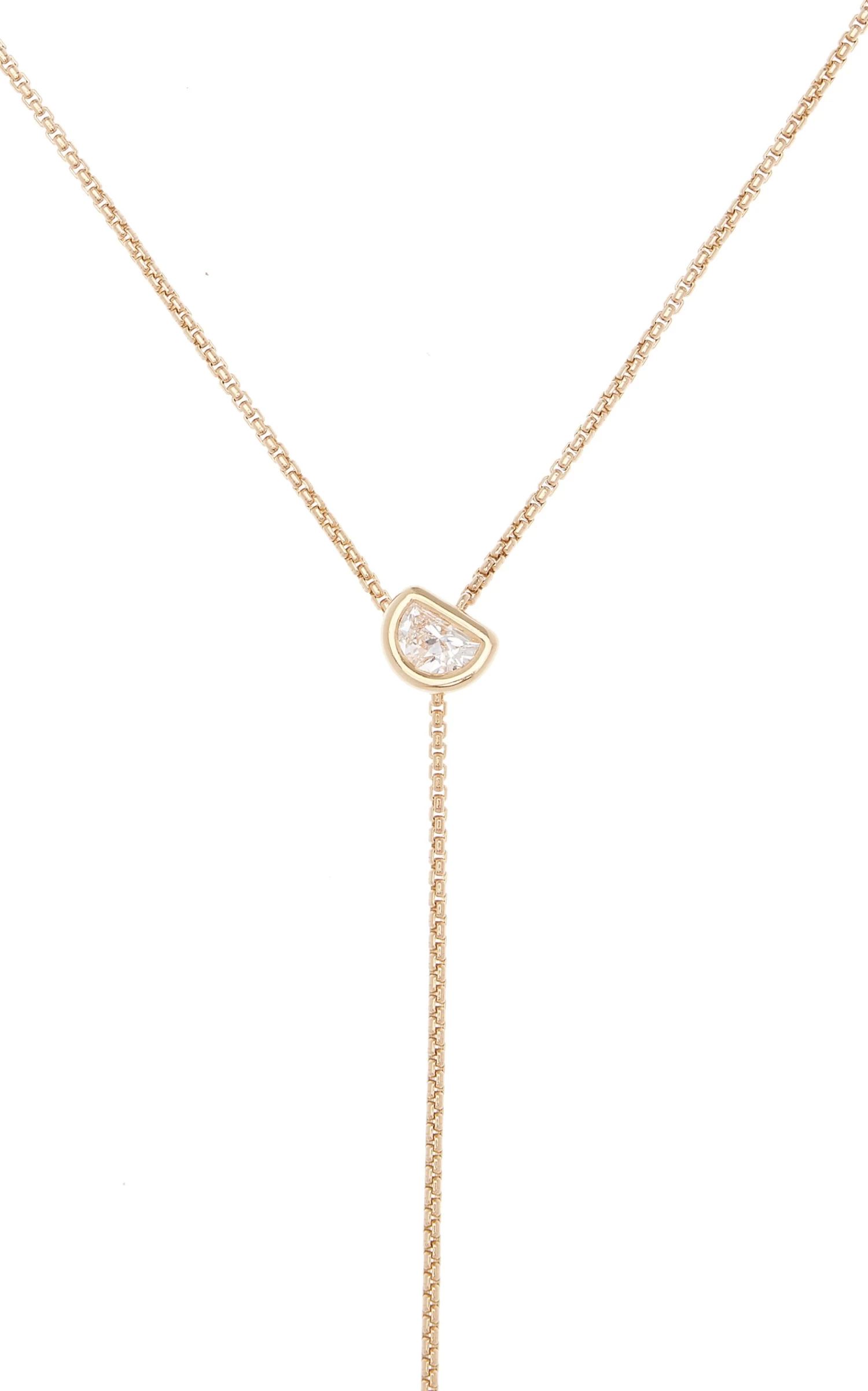 Toi Et Moi 14K Yellow Gold Diamond Lariat Necklace 6 Toi Et Moi 14K Yellow Gold Diamond Lariat Necklace - Image 4