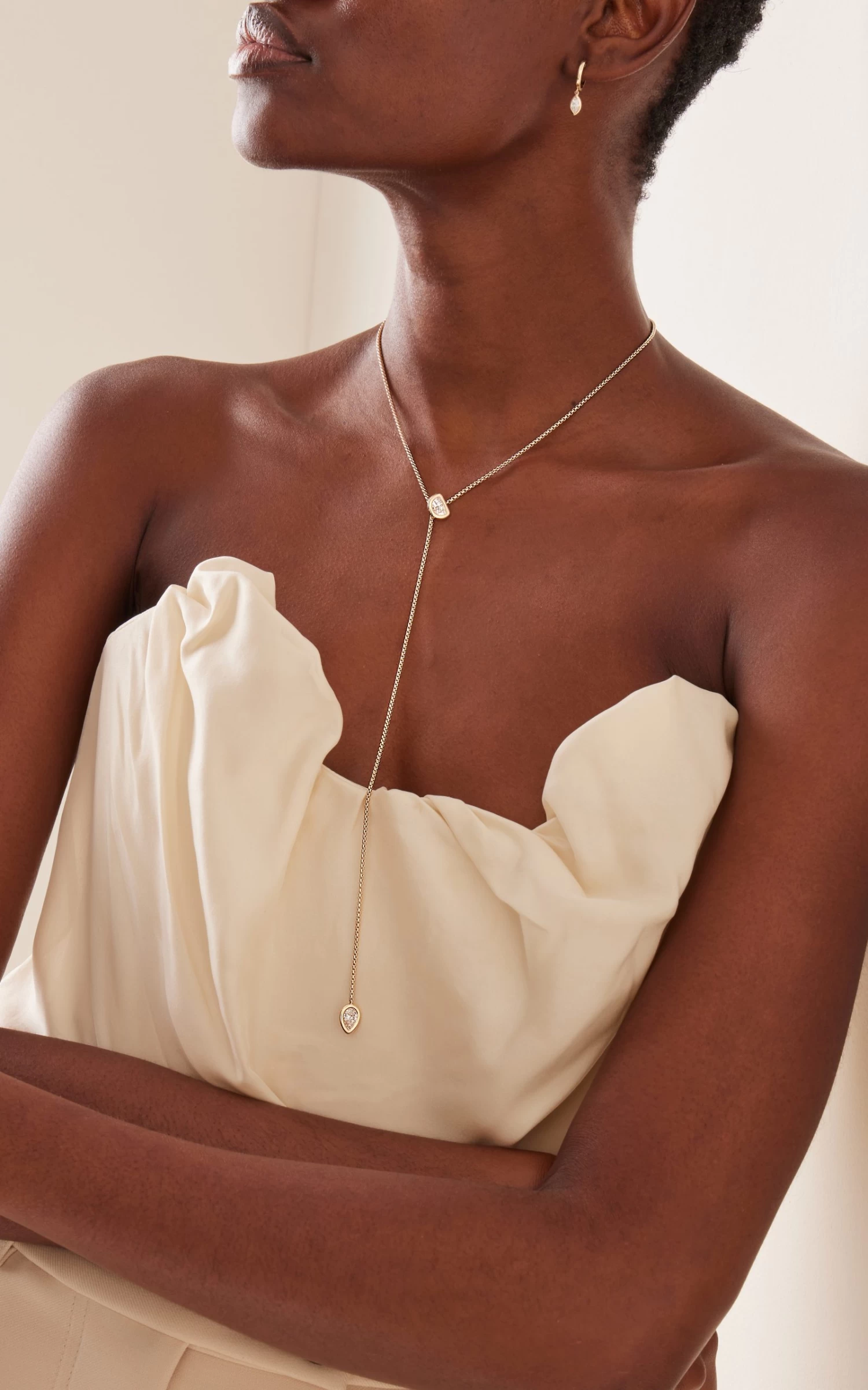 Toi Et Moi 14K Yellow Gold Diamond Lariat Necklace 3 Toi Et Moi 14K Yellow Gold Diamond Lariat Necklace