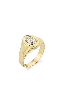 14K Yellow Gold Diamond Signet Ring