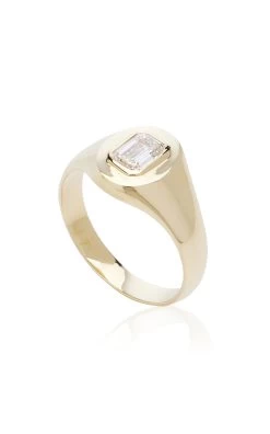14K Yellow Gold Diamond Signet Ring -Lady Fashion Store vrai yellow emerald signet ring 3