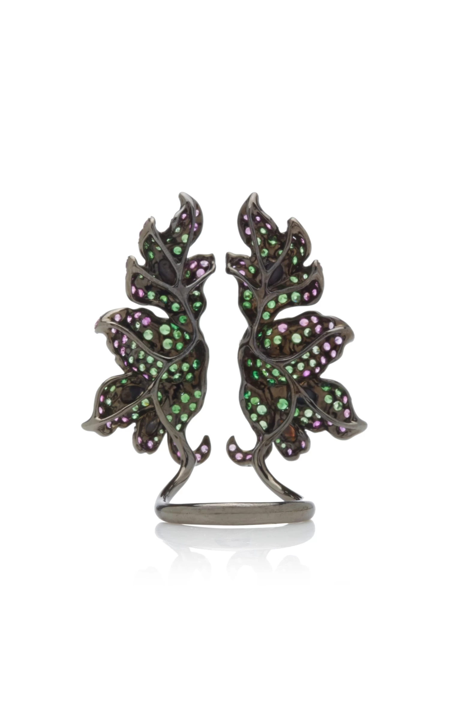 Double Foliage 18K White Gold Multi-Stone Ring 6 Double Foliage 18K White Gold Multi-Stone Ring - Image 4