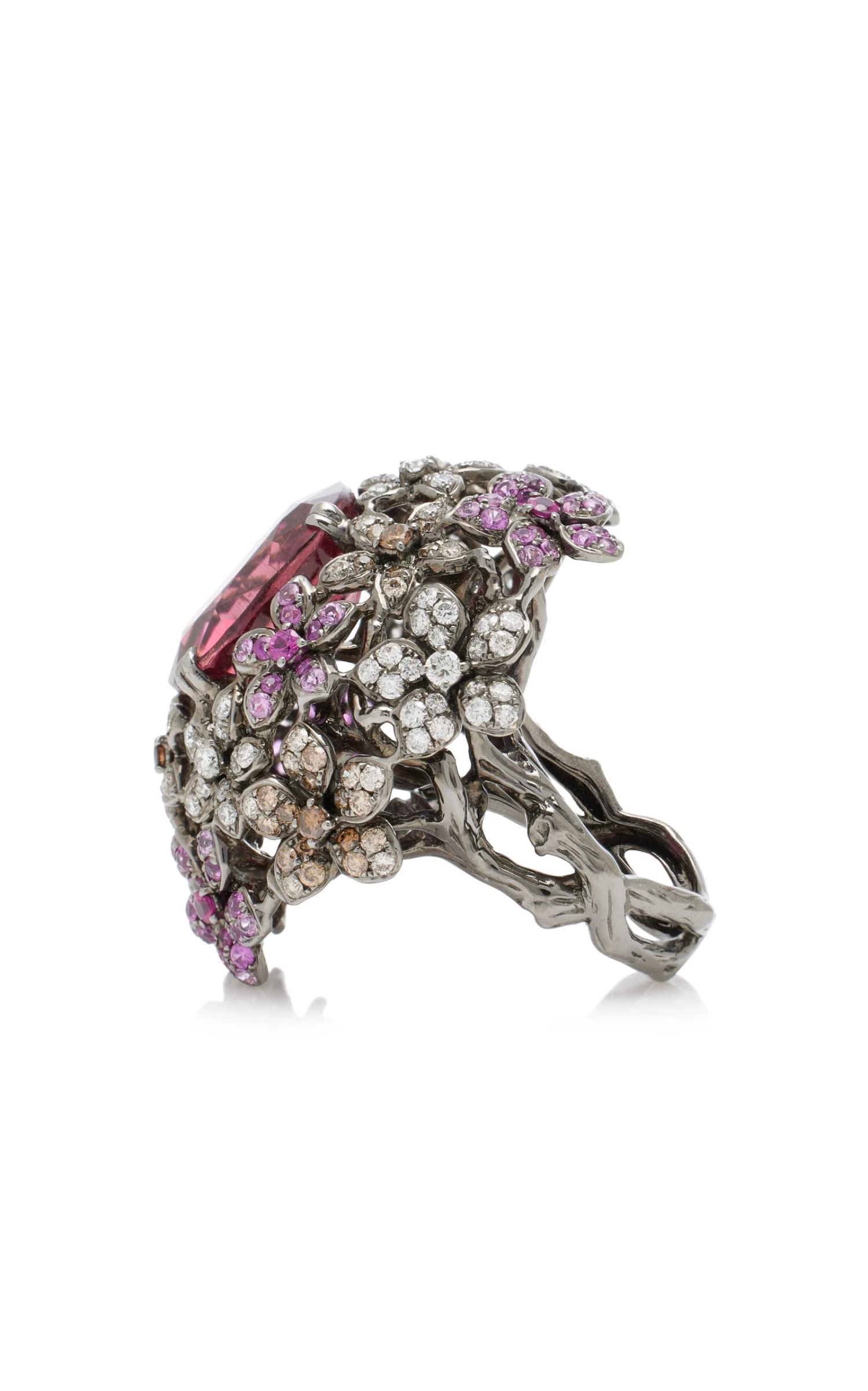 18K White Gold Flower Dome Tourmaline Ring 5 18K White Gold Flower Dome Tourmaline Ring - Image 3