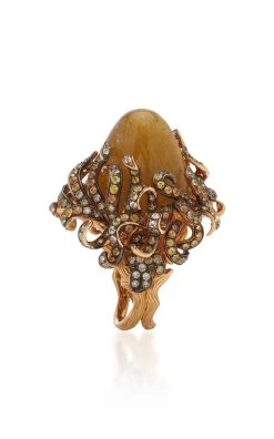 Foliage 18K Rose Gold Multi-Stone Ring -Lady Fashion Store wendy yue yellow rutilated foliage ring 1