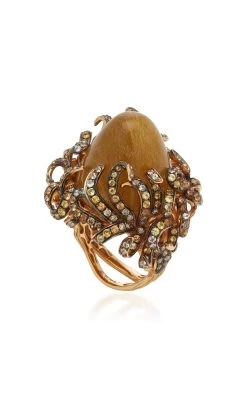 Foliage 18K Rose Gold Multi-Stone Ring -Lady Fashion Store wendy yue yellow rutilated foliage ring 2