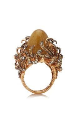 Foliage 18K Rose Gold Multi-Stone Ring -Lady Fashion Store wendy yue yellow rutilated foliage ring 6