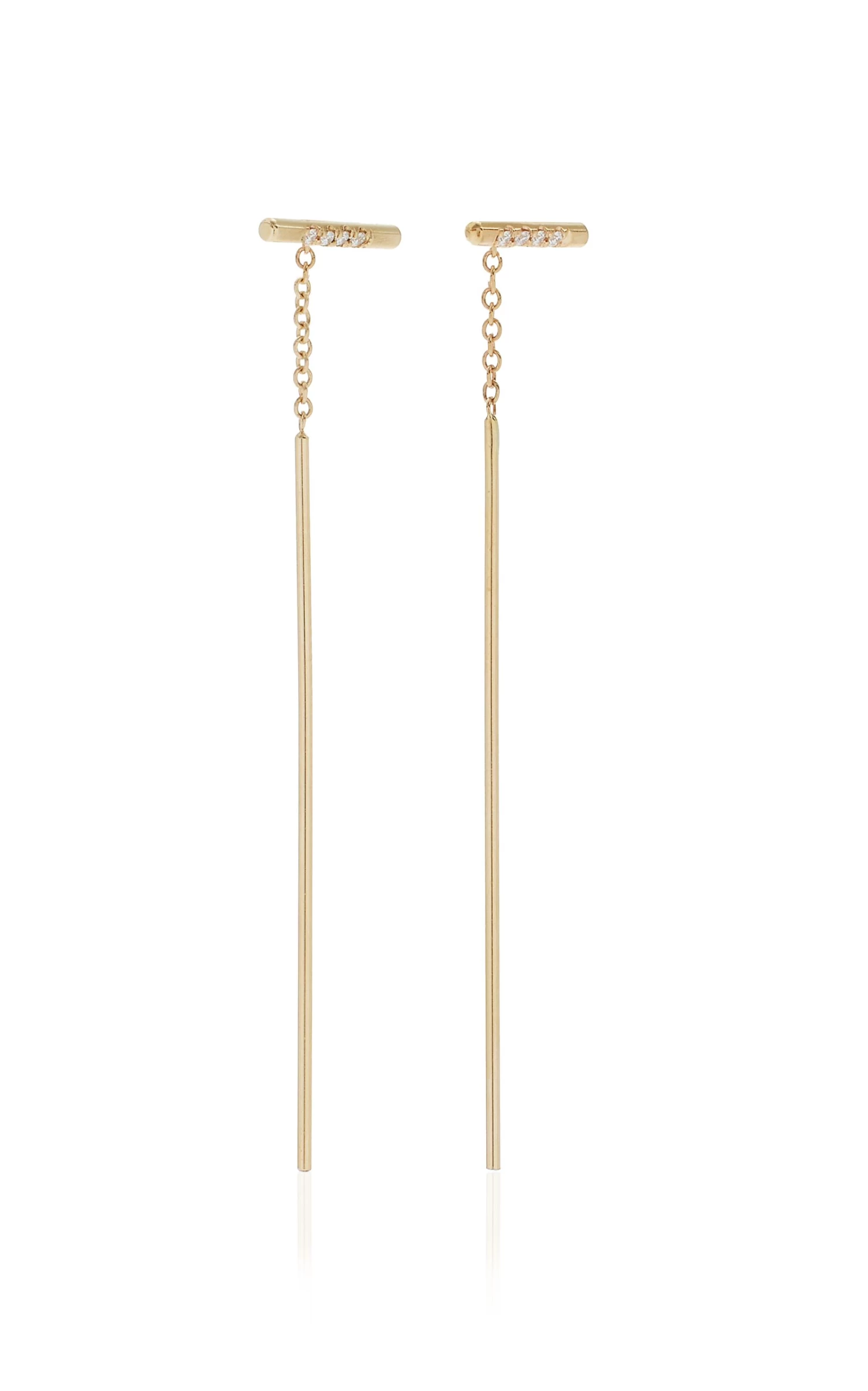 Linea 14K Yellow Gold Diamond Threader Earrings 4 Linea 14K Yellow Gold Diamond Threader Earrings - Image 2