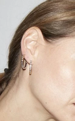 Maxi 18K Yellow And White Gold Diamond Hoop Earrings