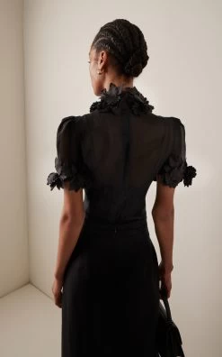 Zimmermann Luminosity Liftoff Flower Linen-Silk Top -Lady Fashion Store zimmermann black luminosity liftoff flower linen silk top 2