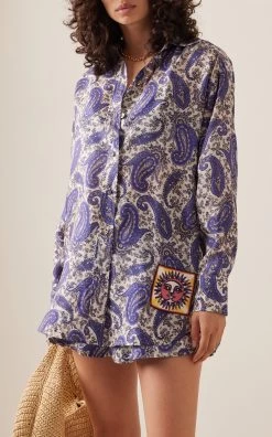 Zimmermann Devi Printed Silk Button-Down Shirt