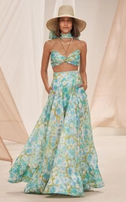 Zimmermann High Tide Twist Linen-Silk Cropped Top -Lady Fashion Store zimmermann floral high tide twist linen silk cropped top 3