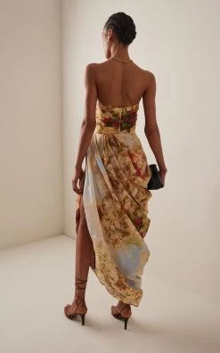 Zimmermann Luminosity Strapless Linen-Silk Midi Dress -Lady Fashion Store zimmermann floral luminosity strapless linen silk midi dress 2