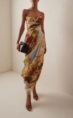 Zimmermann Luminosity Strapless Linen-Silk Midi Dress