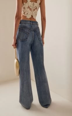 Zimmermann Luminosity Straight-Leg Jeans -Lady Fashion Store zimmermann light wash luminosity wide straight leg jeans 2